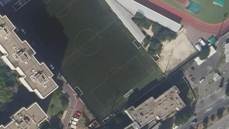 Vue aérienne des courts de tennis : Complexe Louison Bobet