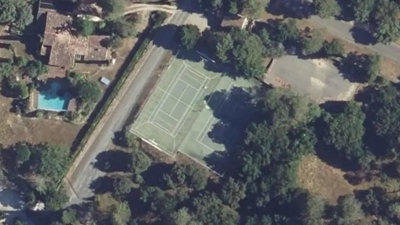 Vue aérienne des courts de tennis : Terrains de tennis d'Aragon