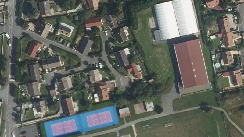 Vue aérienne des courts de tennis : Stade Municipal Tom Vantheemche