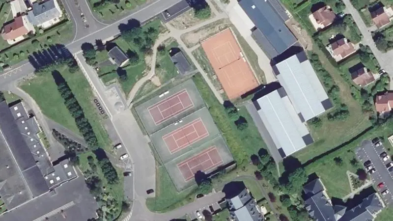 Vue aérienne des courts de tennis : Complexe sportif de Touques