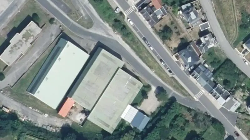 Vue aérienne des courts de tennis : Terrains de tennis d'Ault