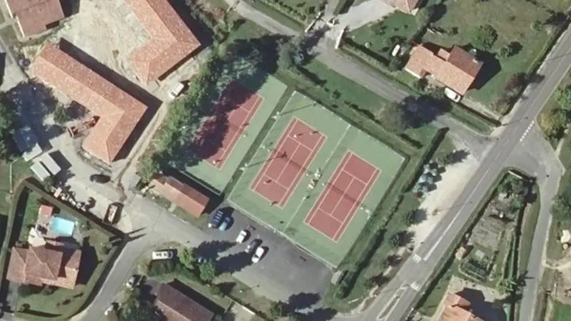 Vue aérienne des courts de tennis : Amou EA - Club de tennis