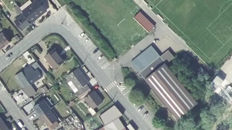 Vue aérienne du court de tennis : Stade Albert Benoit