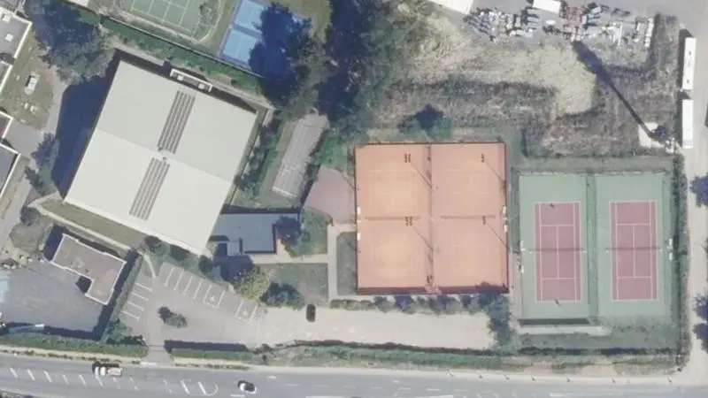 Vue aérienne des courts de tennis : Complexe Sportif Maurice Solleret