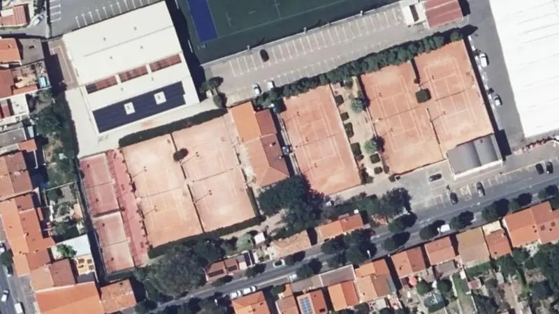Vue aérienne des courts de tennis : Usap Tennis