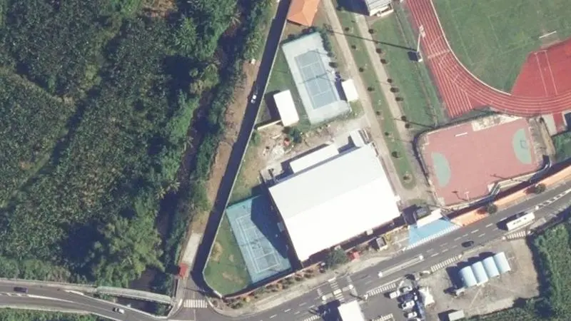 Vue aérienne des courts de tennis : Complexe Sportif Michel Thalmency