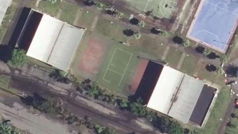 Vue aérienne des courts de tennis : Complexe Sportif Michel Benjamin
