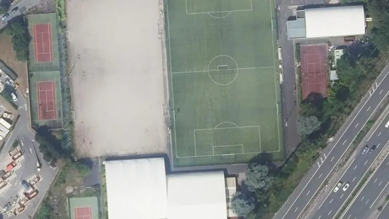 Vue aérienne des courts de tennis : Parc Municipal des Sports de Chevilly-Larue