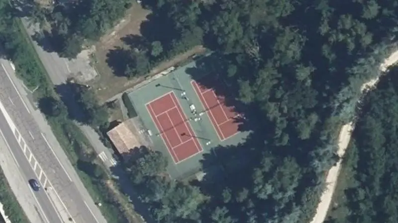 Vue aérienne des courts de tennis : Terrains de tennis de Malataverne