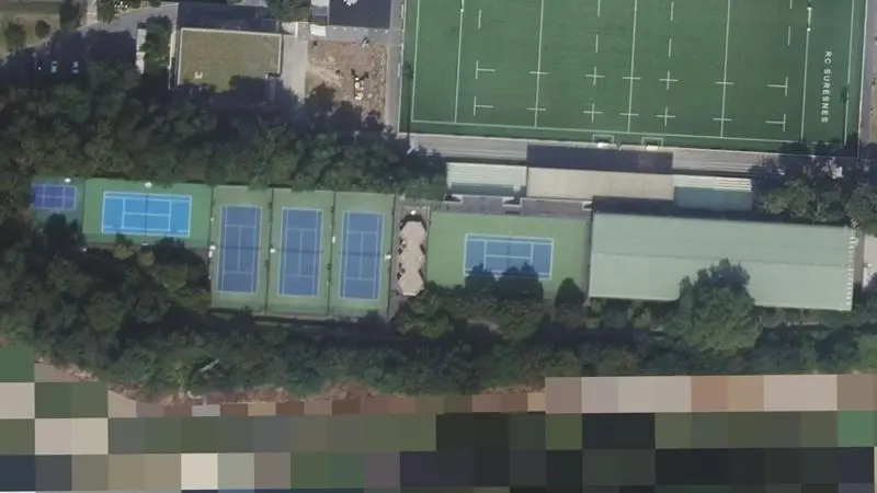 Vue aérienne des courts de tennis : Stade Jean Moulin