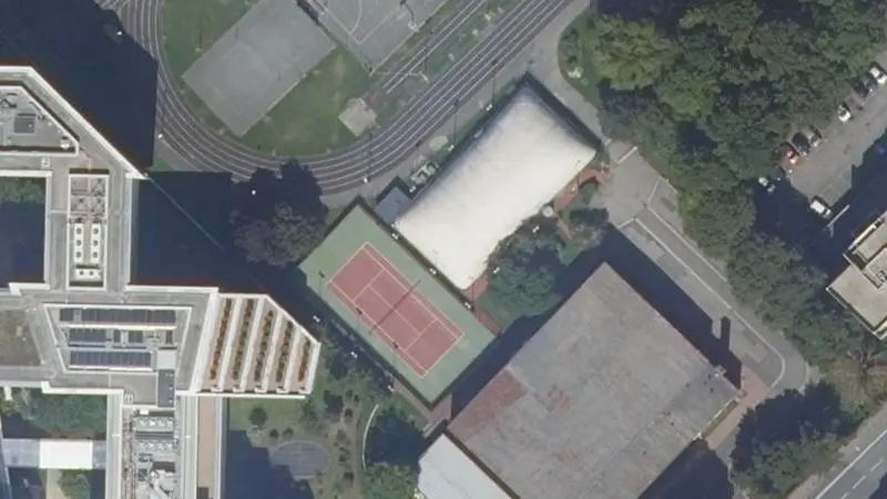 Vue aérienne des courts de tennis : Complexe Sportif Maurice Baquet