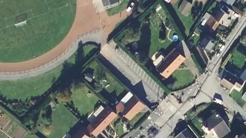 Vue aérienne des courts de tennis : Complexe sportif Louis Pasteur
