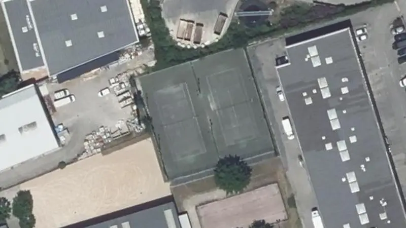 Vue aérienne des courts de tennis : Terrains de tennis de Vaulx-en-Velin
