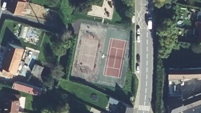 Vue aérienne des courts de tennis : Terrains de tennis de Fauquembergues