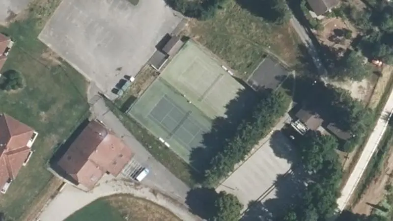 Vue aérienne des courts de tennis : Stade Jean Corcelle