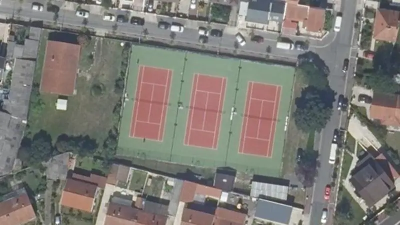 Vue aérienne des courts de tennis : Tennis Ducouedic