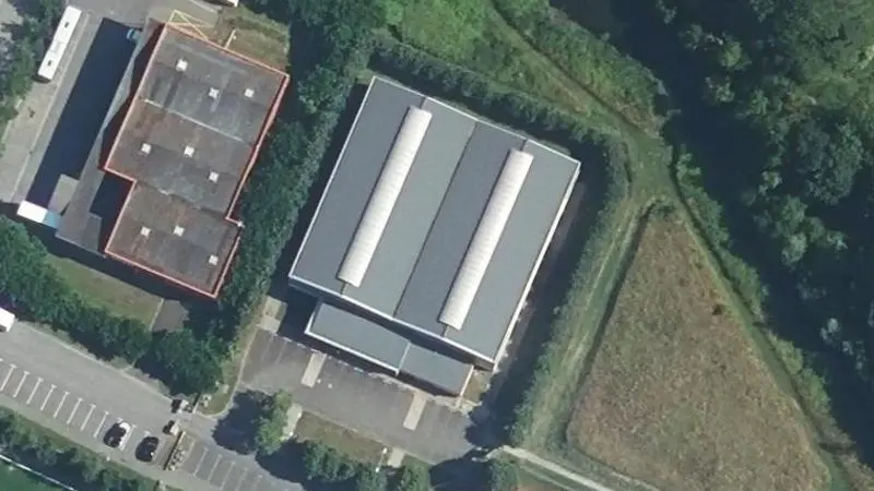 Vue aérienne des courts de tennis : Complexe sportif parc Sainte Croix