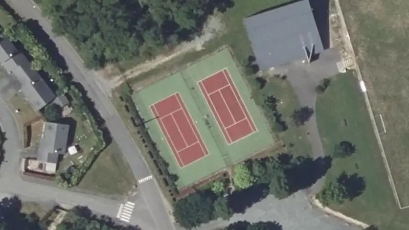 Vue aérienne des courts de tennis : Courts de Tennis Jacky Jean