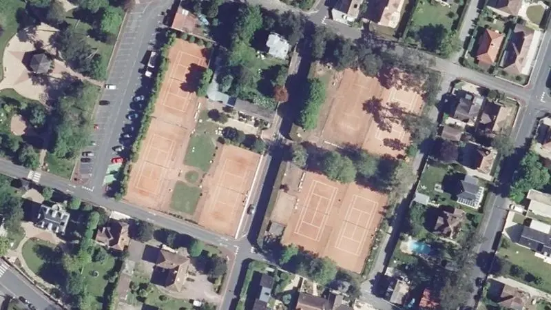 Vue aérienne des courts de tennis : Tennis Club Saint Aubin (Tcsa)